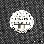 20mm DGUV-V3 Prüfplakette mit 1d Barcode